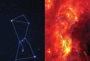 Orion in the Visible and Infrared image